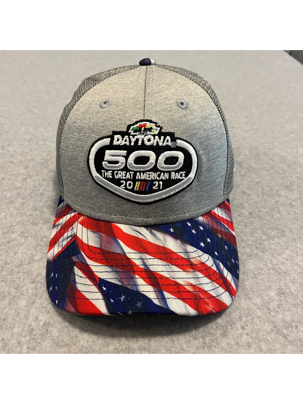 2021 Daytona 500 New Era 9FORTY Hat American Flag NASCAR Trucker Snapback